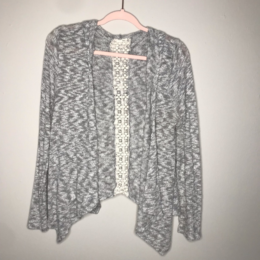 Kaii Gray Knit Hooded Cardigan Sweater